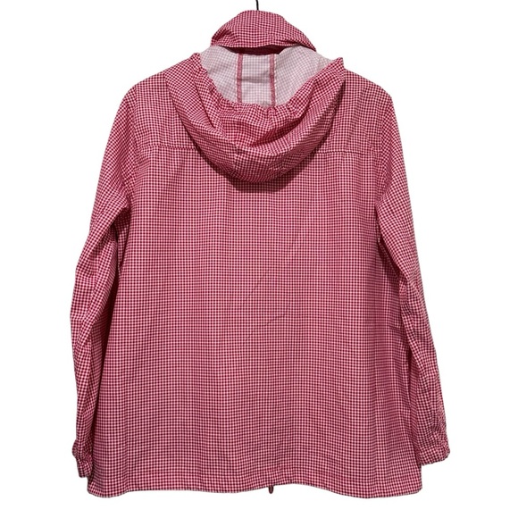 KC Collection Gingham Print Hooded Rain Jacket Pockets Women’s Large - Picture 8 of 16